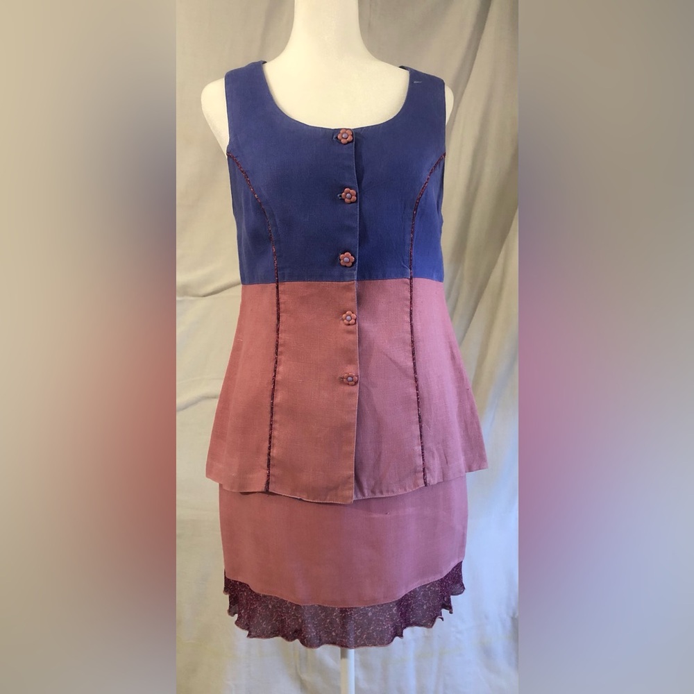 3 piece skirt/vest/jacket set. Multi color, excellent condition.